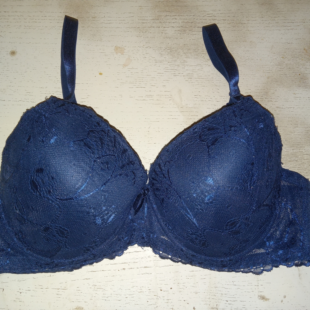 Parisian Intimates Blue Floral Women's Bra Sz 38D